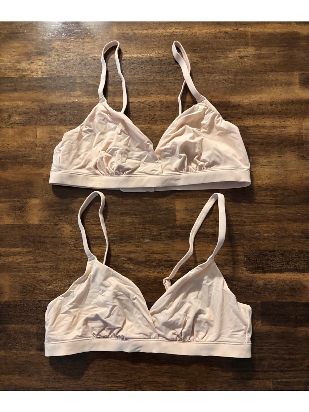 Set of 2 Quince Medium Bralette Second Skin Crossover Wireless Stretch Bra